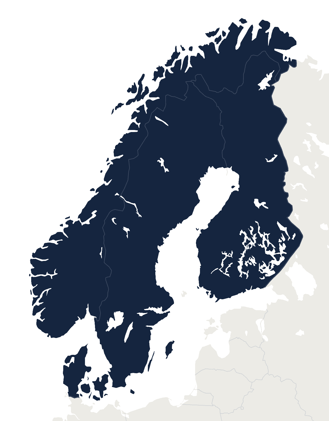 Map of the Nordic countries highlighted in blue